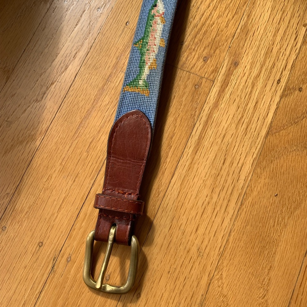 Trout and fly Hand stitched smarthers and Branson leather belt